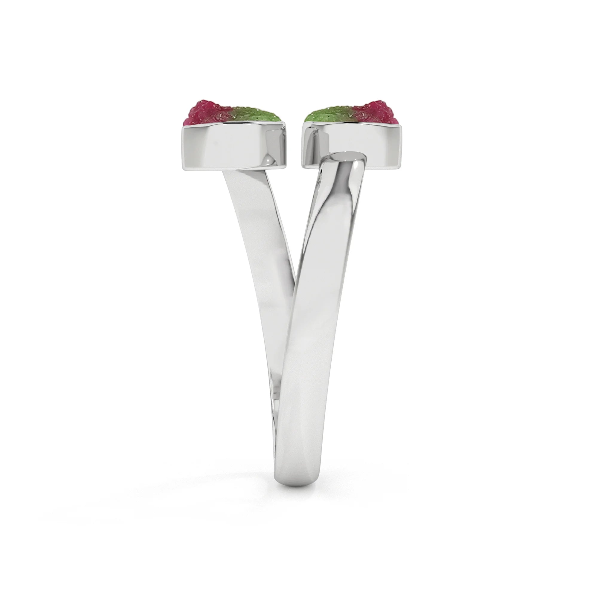 ruby-zoisite rough shape stackable bezel-set ring