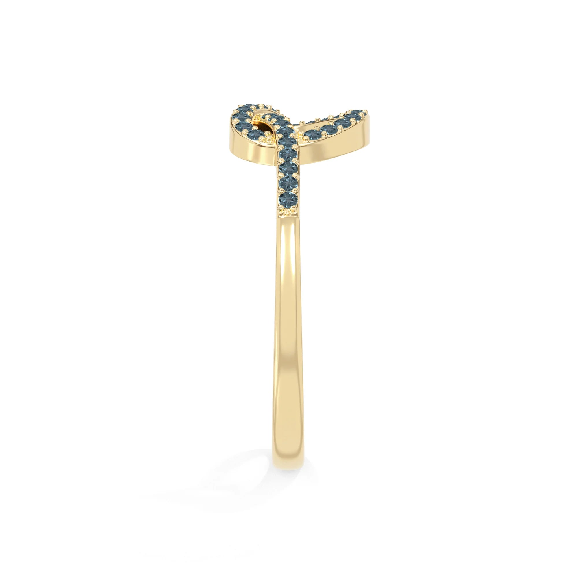 natural london blue topaz infinity knot promise rings in yellow gold vermeil