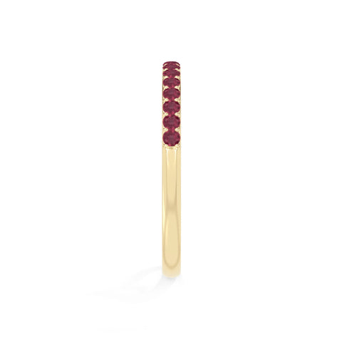 natural ruby half eternity band rings in yellow gold vermeil