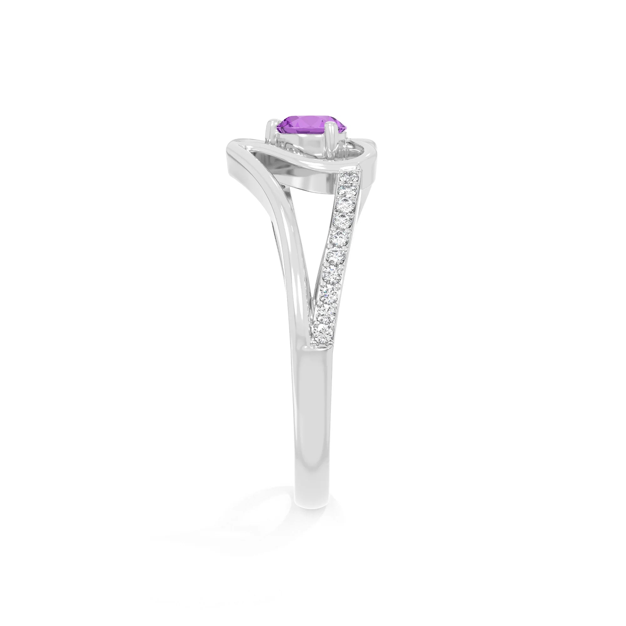 natural amethyst heart promise rings in sterling silver 