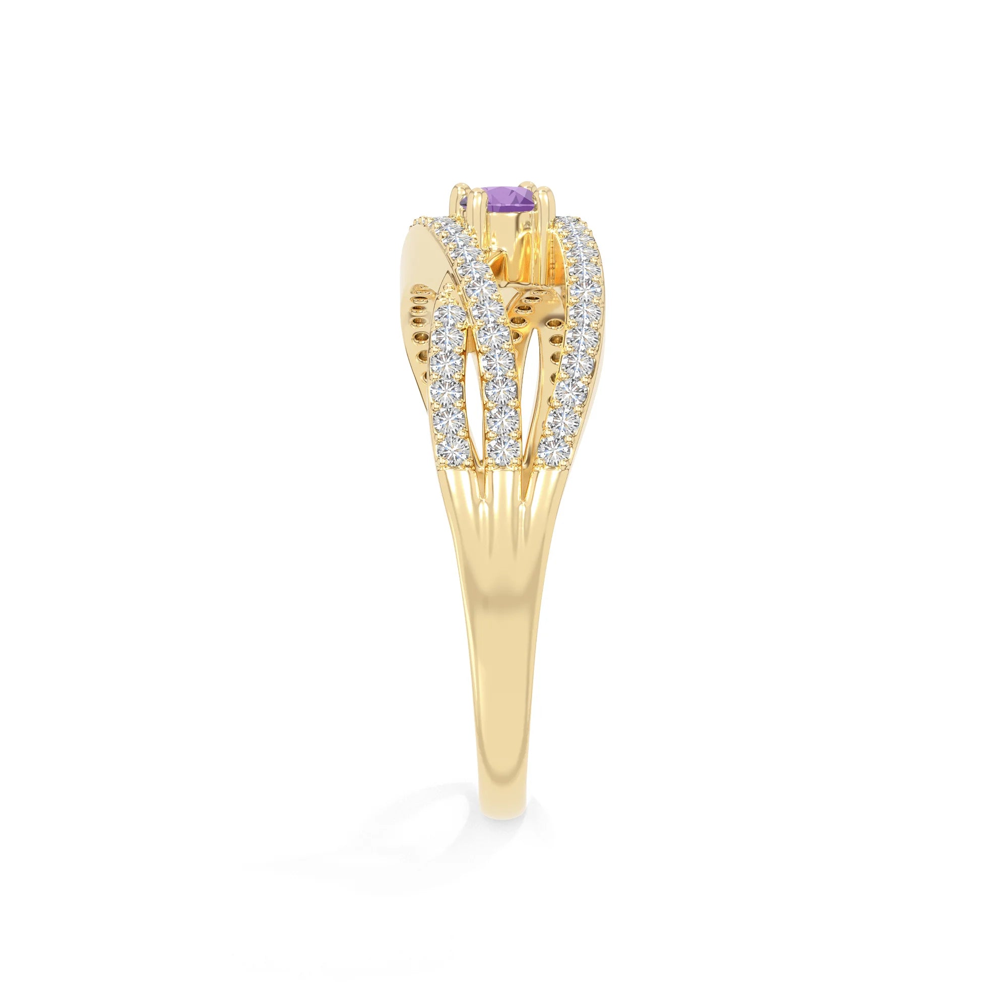 natural amethyst promise rings in yellow gold vermeil