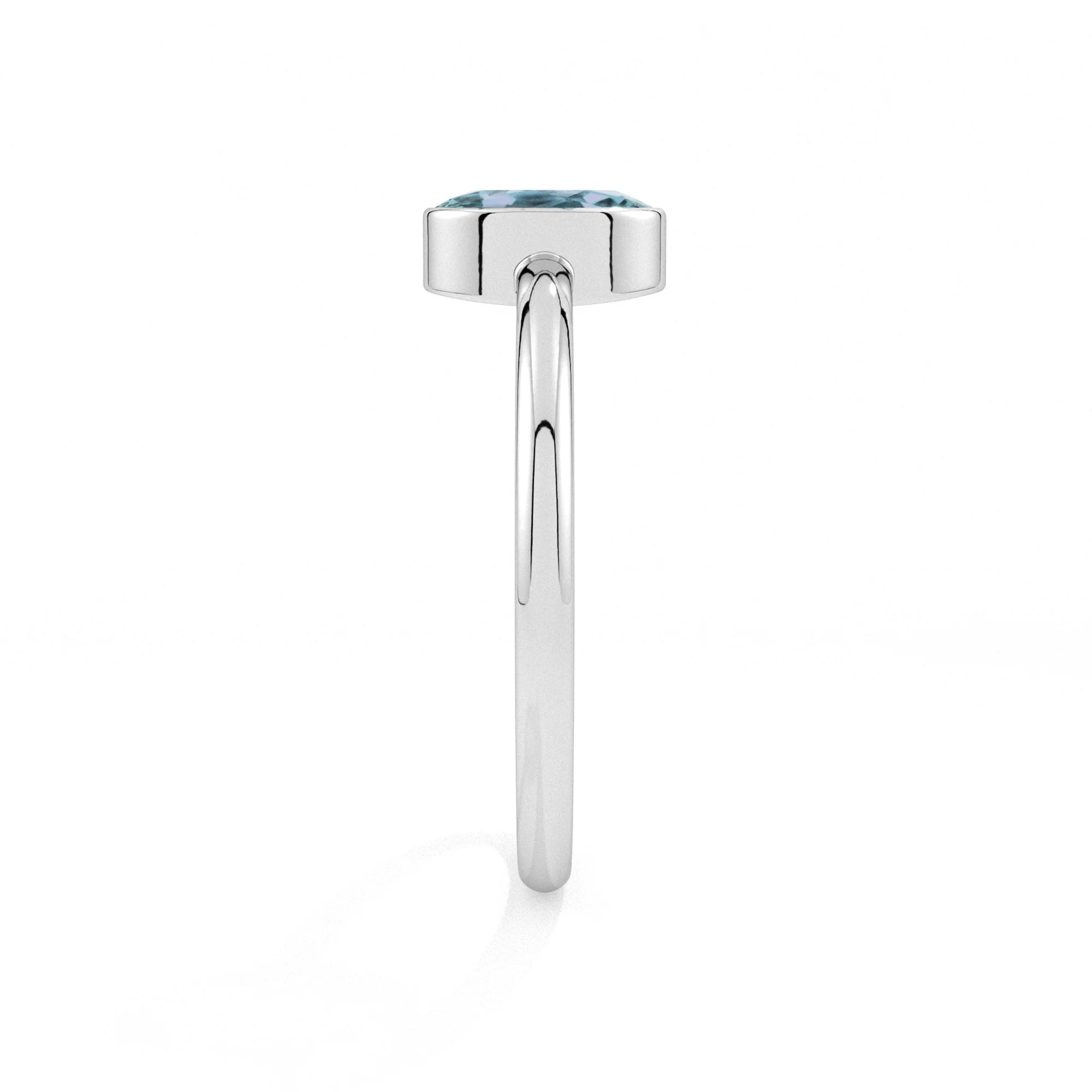 sky blue topaz oval cut stackable bezel-set ring