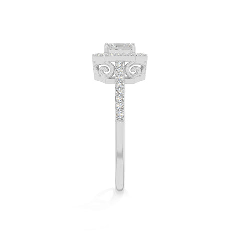 natural moissanite solitaire halo engagement rings in sterling silver 