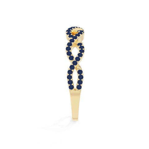 natural blue sapphire twisted wedding band rings in yellow gold vermeil