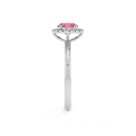 lab-grown pink-tourmaline round halo solitaire engagement ring