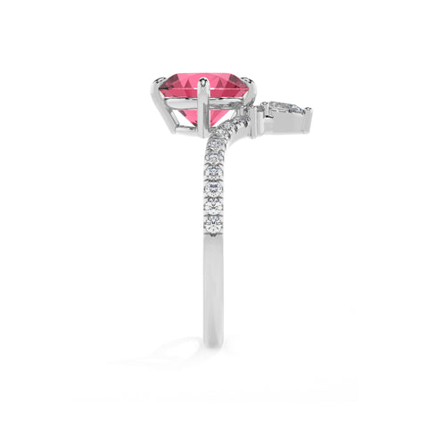 lab-grown pink-tourmaline round solitaire engagement ring