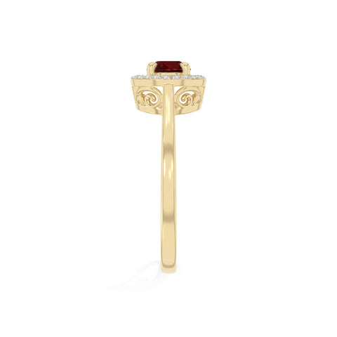 natural garnet solitaire halo engagement rings in yellow gold vermeil