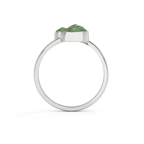 green-tourmaline rough shape stackable bezel-set ring