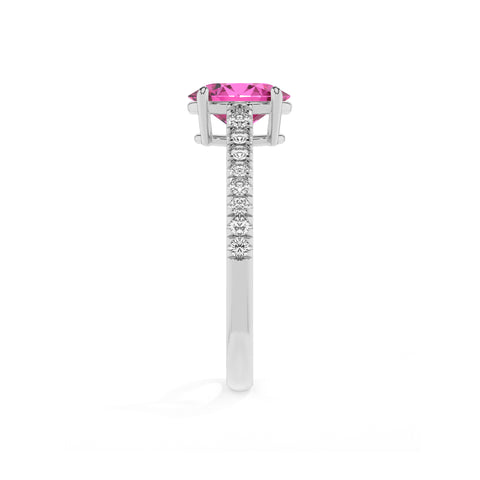 lab-grown pink-sapphire oval half eterity solitaire engagement ring