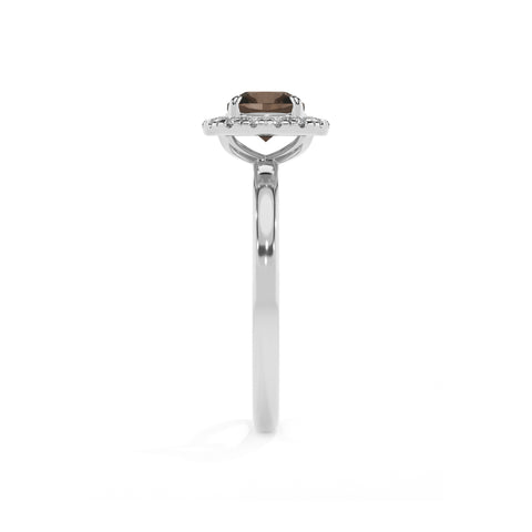 natural smoky-quartz cushion halo solitaire engagement ring