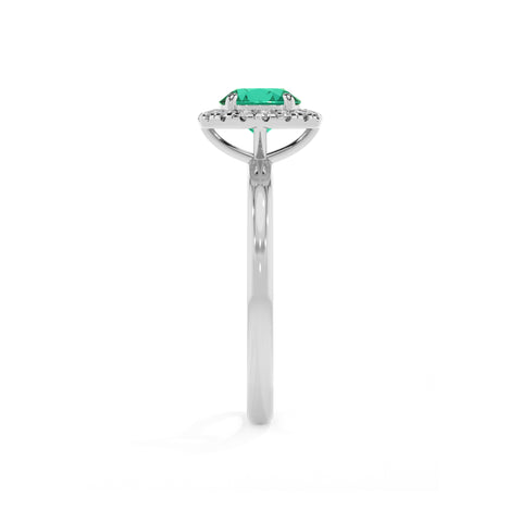 lab-grown emerald round halo solitaire engagement ring