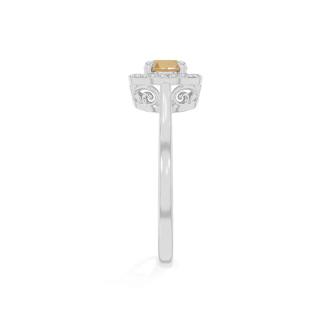 natural citrine solitaire halo engagement rings in sterling silver 