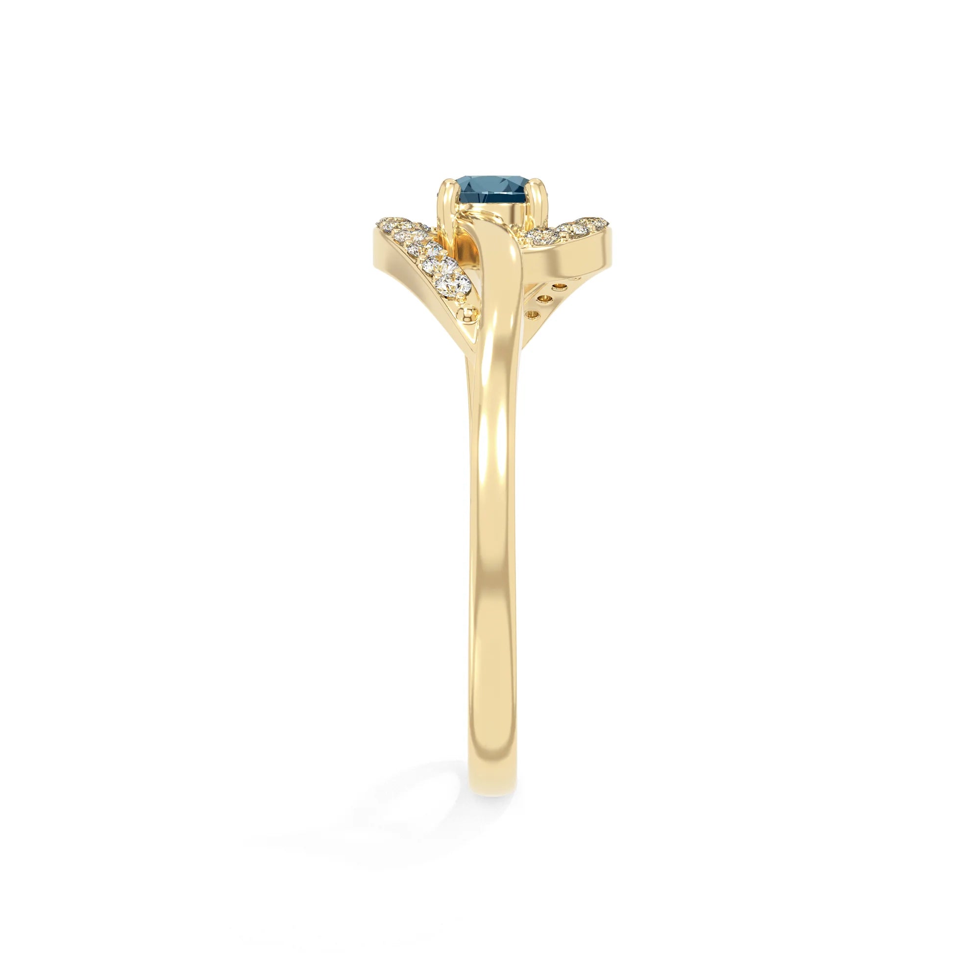 natural london blue topaz infinity solitaire rings in yellow gold vermeil