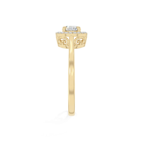 natural moissanite solitaire halo engagement rings in yellow gold vermeil