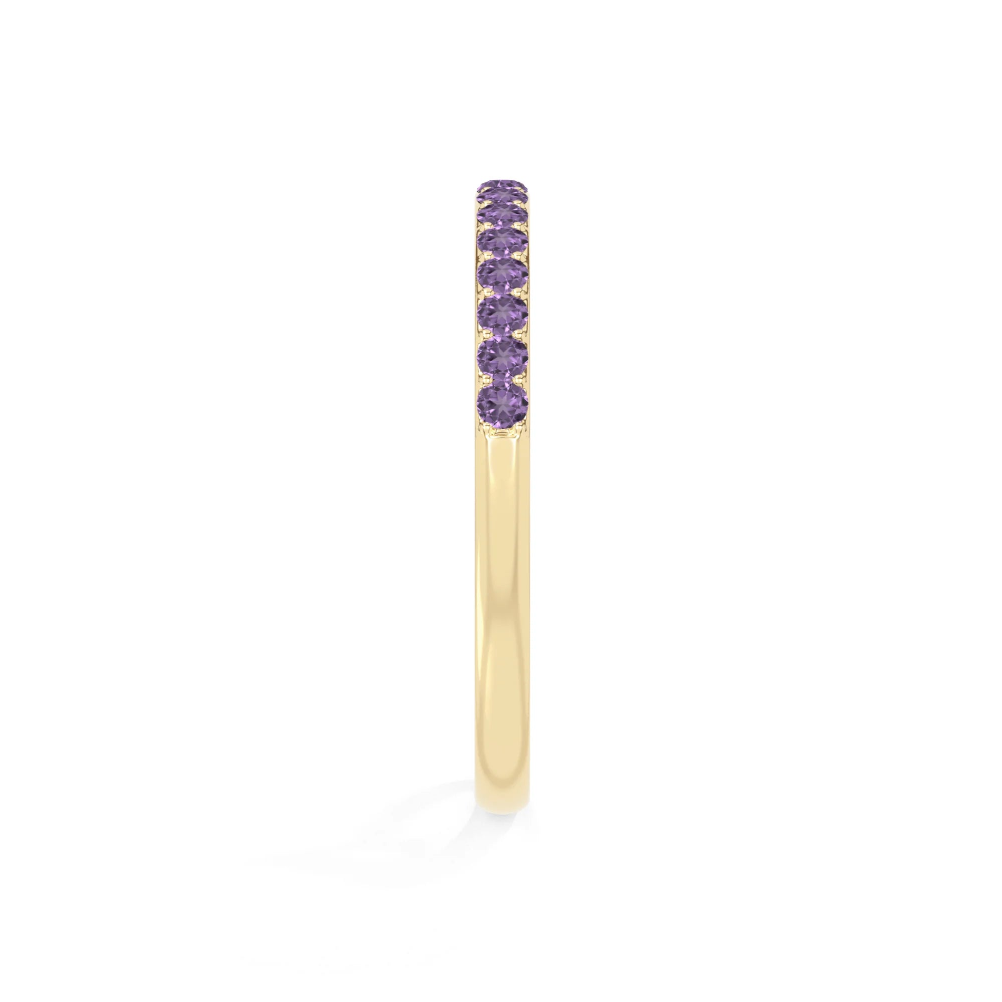 natural amethyst half eternity band rings in yellow gold vermeil