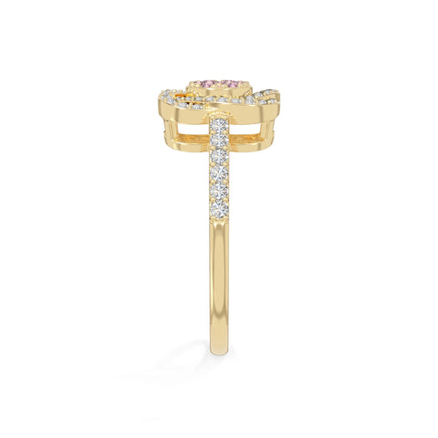 natural pink tourmaline infinity promise rings in yellow gold vermeil