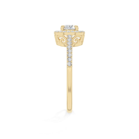 natural moissanite solitaire halo engagement rings in yellow gold vermeil