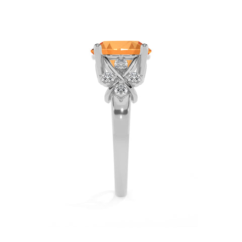 lab-grown citrine round criss cross solitaire engagement ring