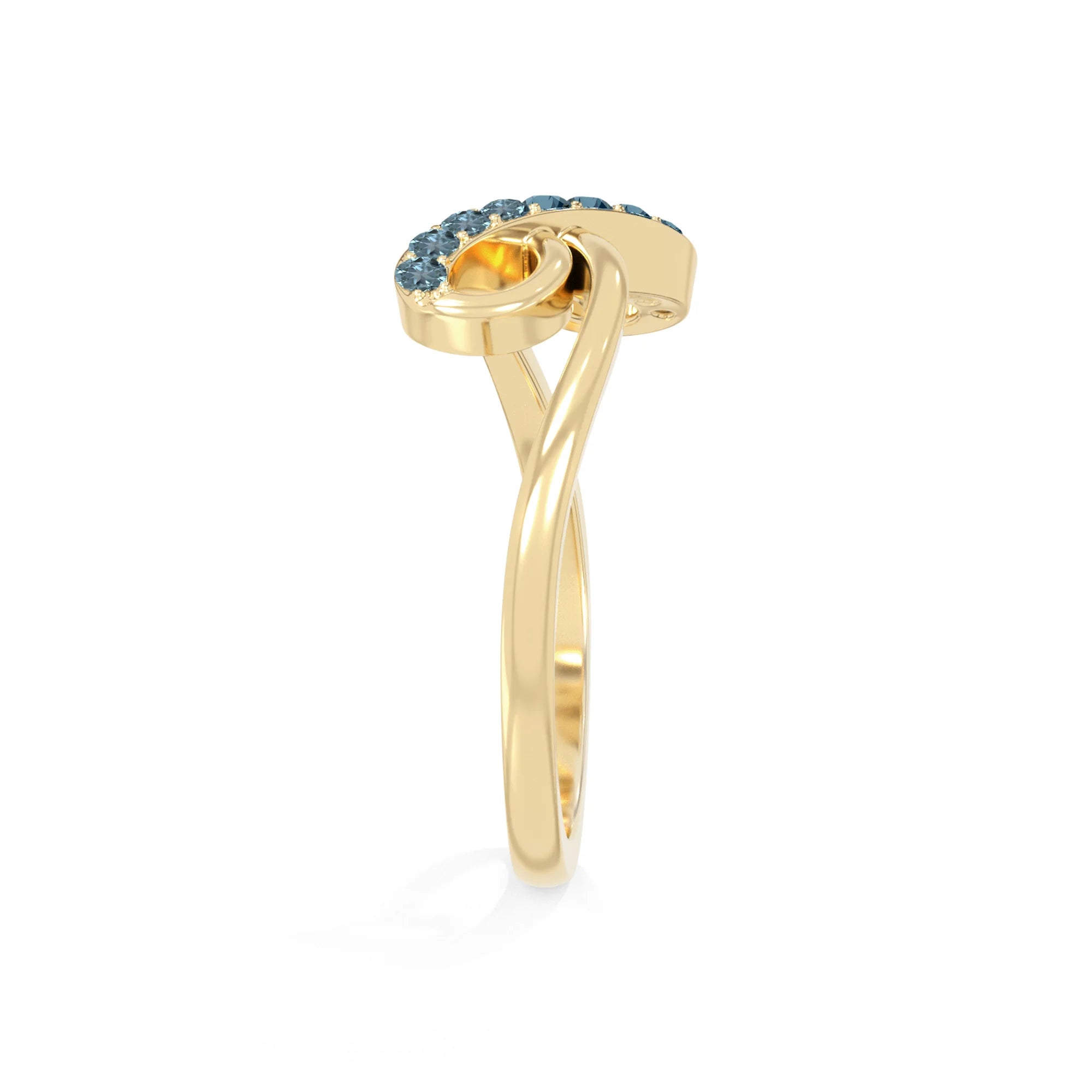 natural london blue topaz infinity promise rings in yellow gold vermeil