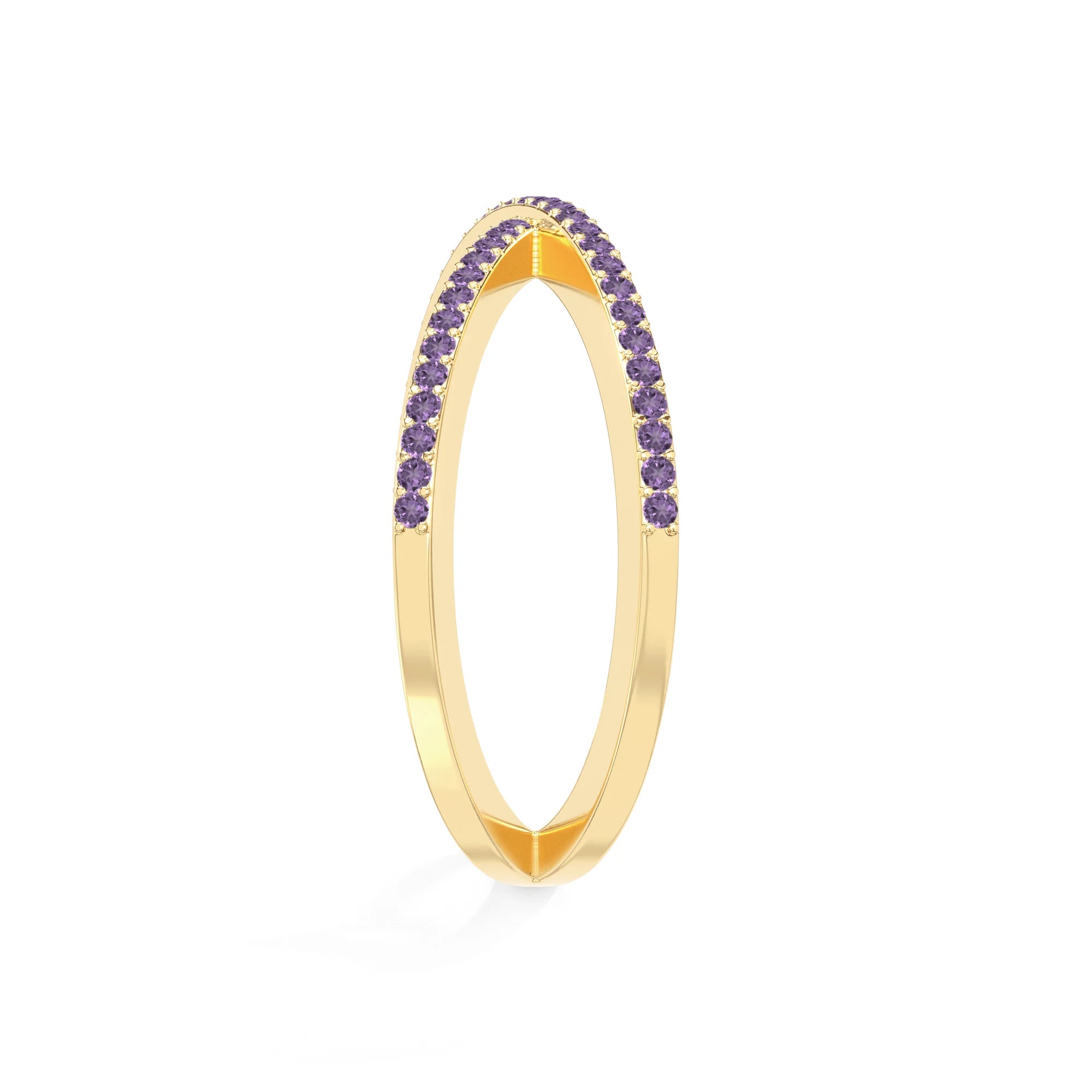 natural amethyst criss cross band rings in yellow gold vermeil