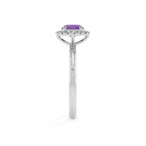 lab grown amethyst round halo solitaire engagement ring