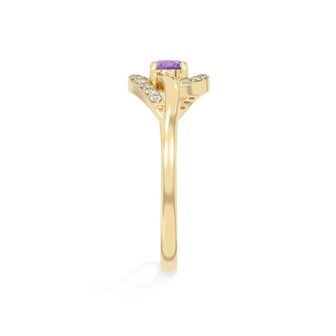 natural amethyst infinity solitaire rings in yellow gold vermeil