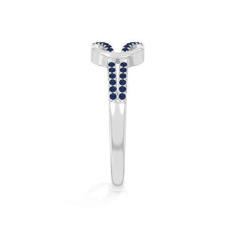 natural blue sapphire infinity knot promise rings in sterling silver 