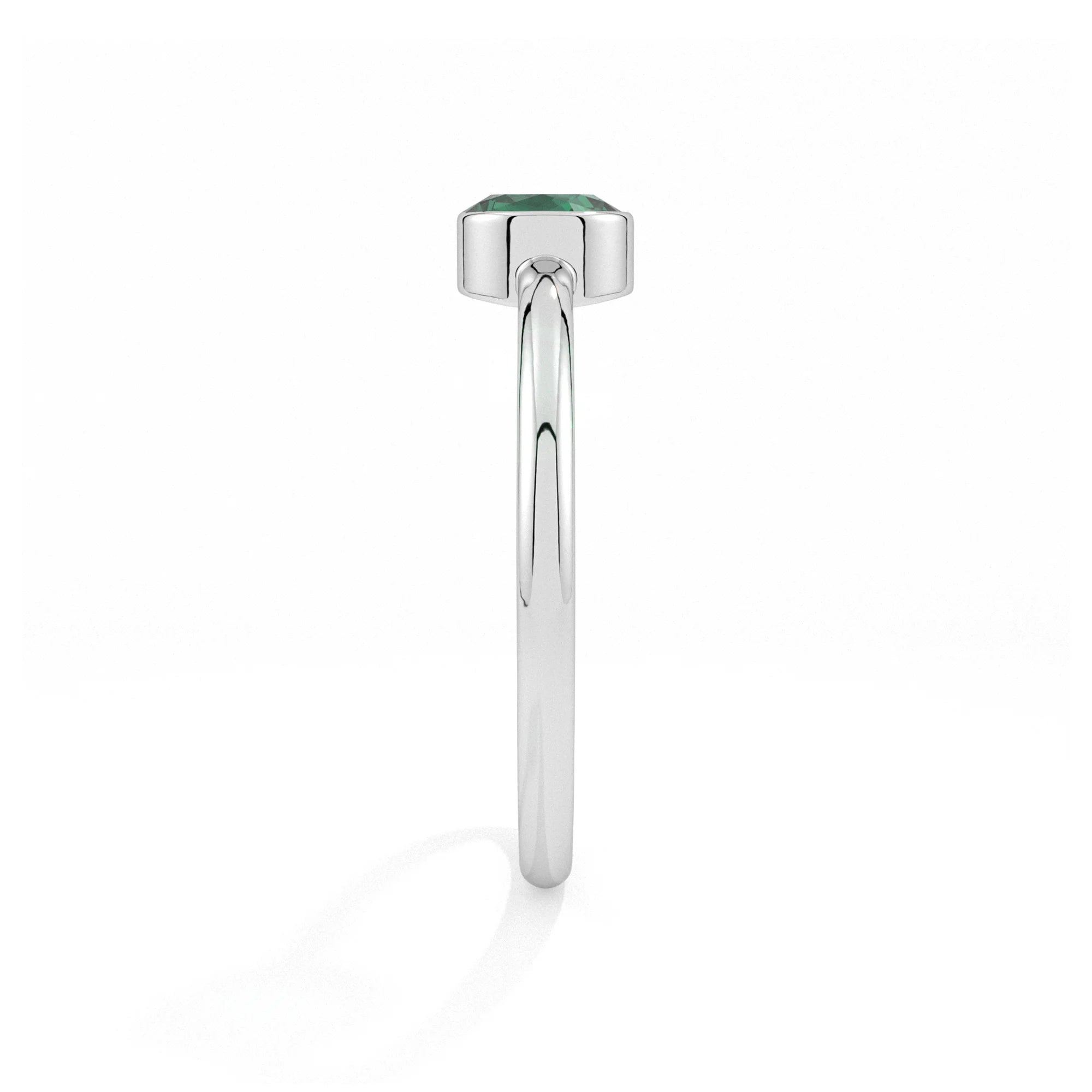 emerald round cut stackable bezel-set ring