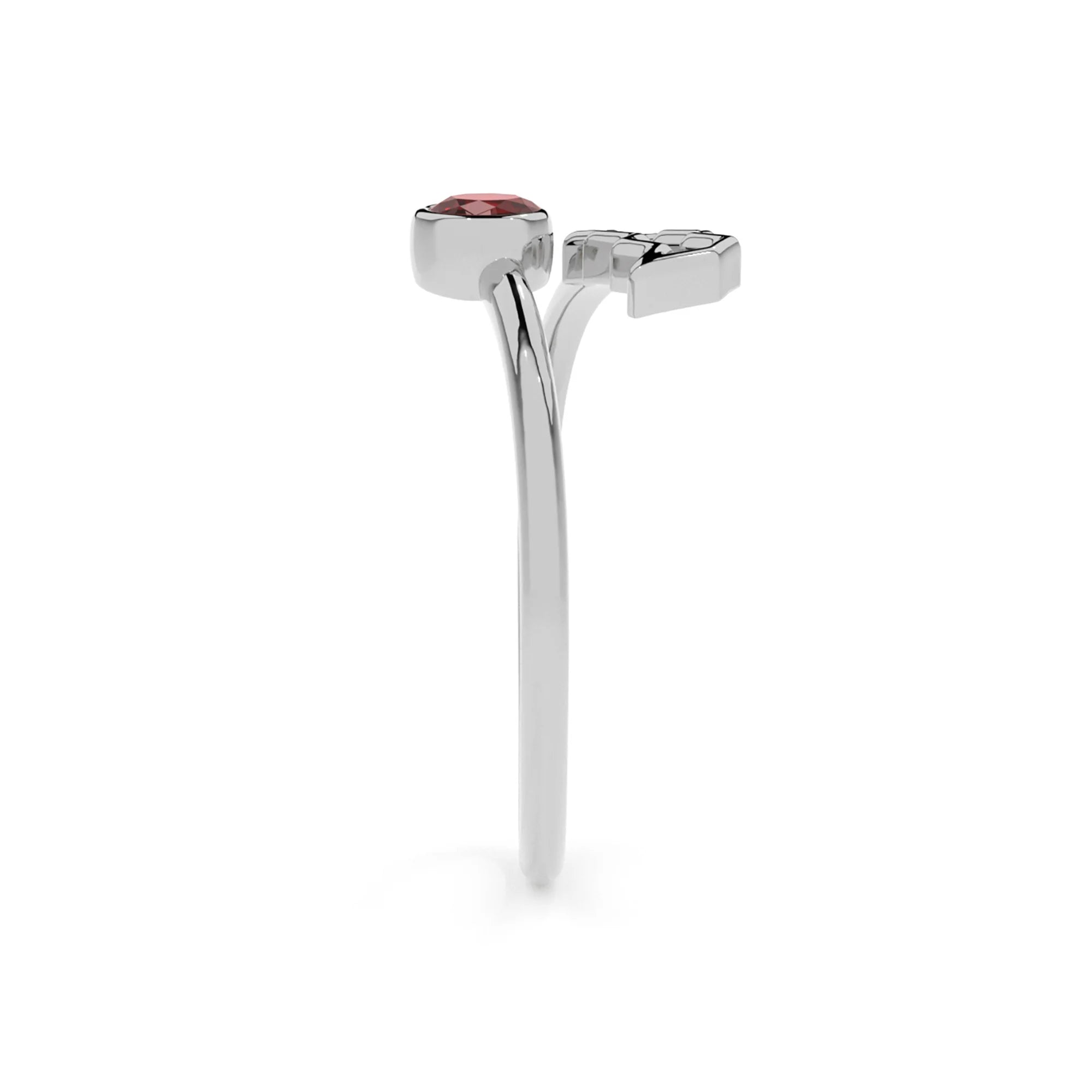 aquarius zodiac ring with natural red garnet