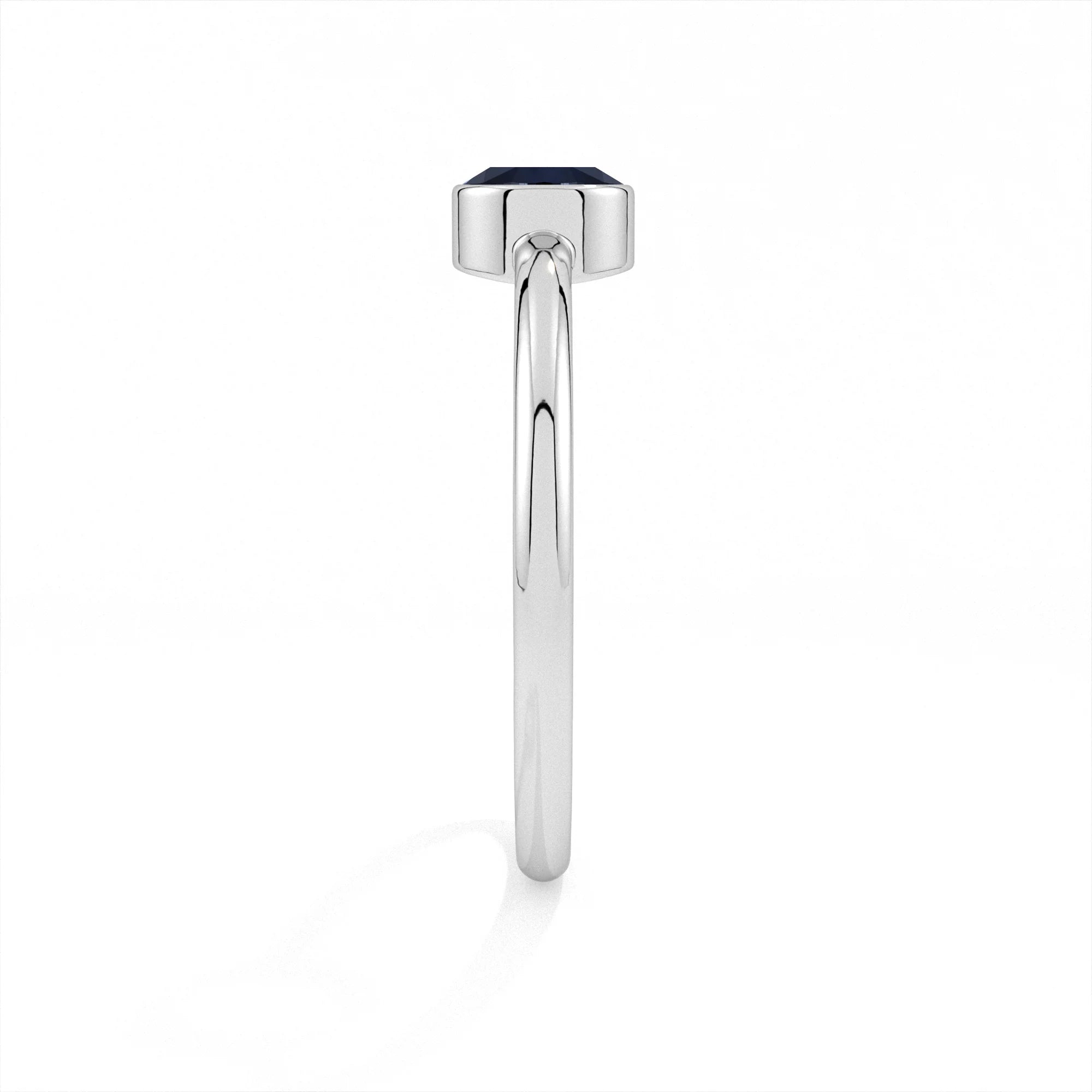 blue sapphire round cut stackable bezel-set ring