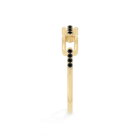 natural black onyx interlocking wedding band rings in yellow gold vermeil