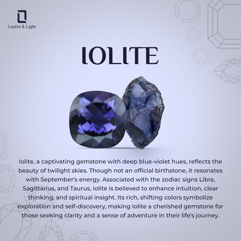 libra zodiac ring with natural iolite