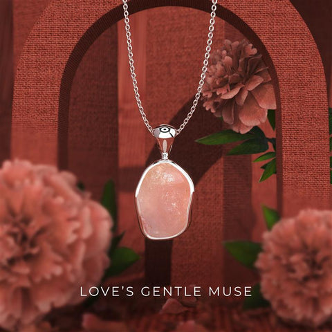 Natural Rose Quartz Rough Shape Pendant Necklace