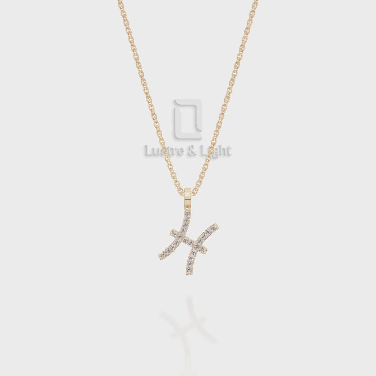 Moissanite Pisces Zodiac Sign Pendant Necklace with 18" Chain