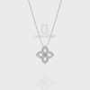 Natural Black Onyx 4 Petal Flower Pendant Necklace with Moissanite (18" Chain)