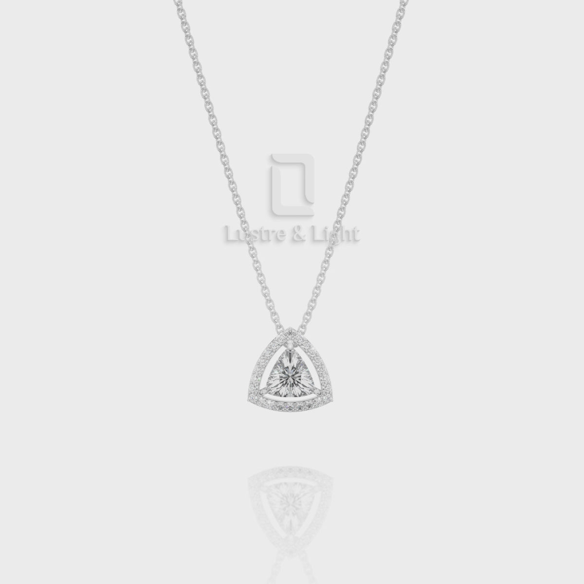 Moissanite Solitaire Halo Pendant Necklace with 18" Chain