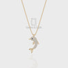 Natural Black Onyx Dolphin Pendant Necklace with Moissanite (18" Chain)