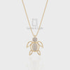 Natural London Blue Topaz Turtle Pendant Necklace with Moissanite (18" Chain)
