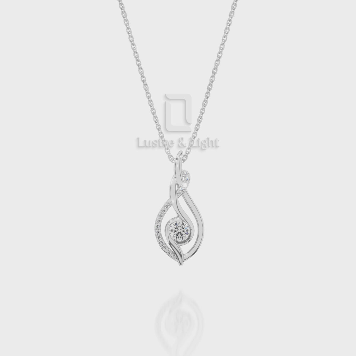 Natural Black Onyx Twisted Infinty Knot Pendant Necklace with Moissanite (18" Chain)