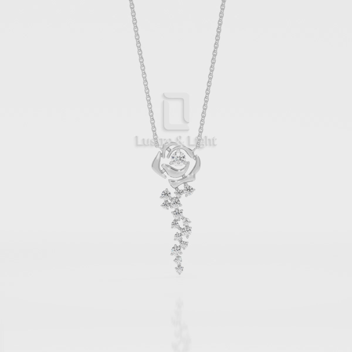 Natural Black Onyx Rose Flower Pendant Necklace with 18" Chain