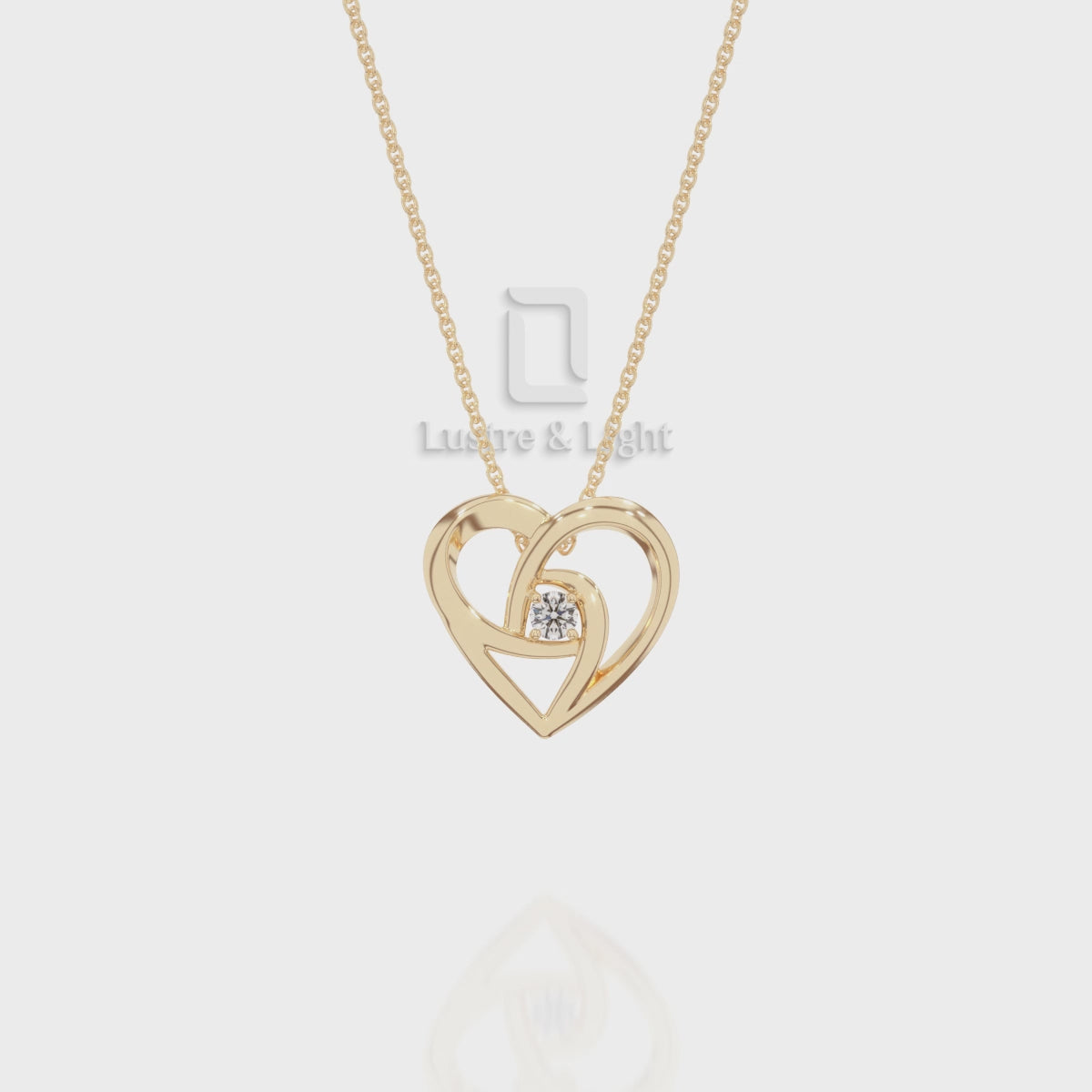 Moissanite Floral Heart Pendant Necklace with 18" Chain