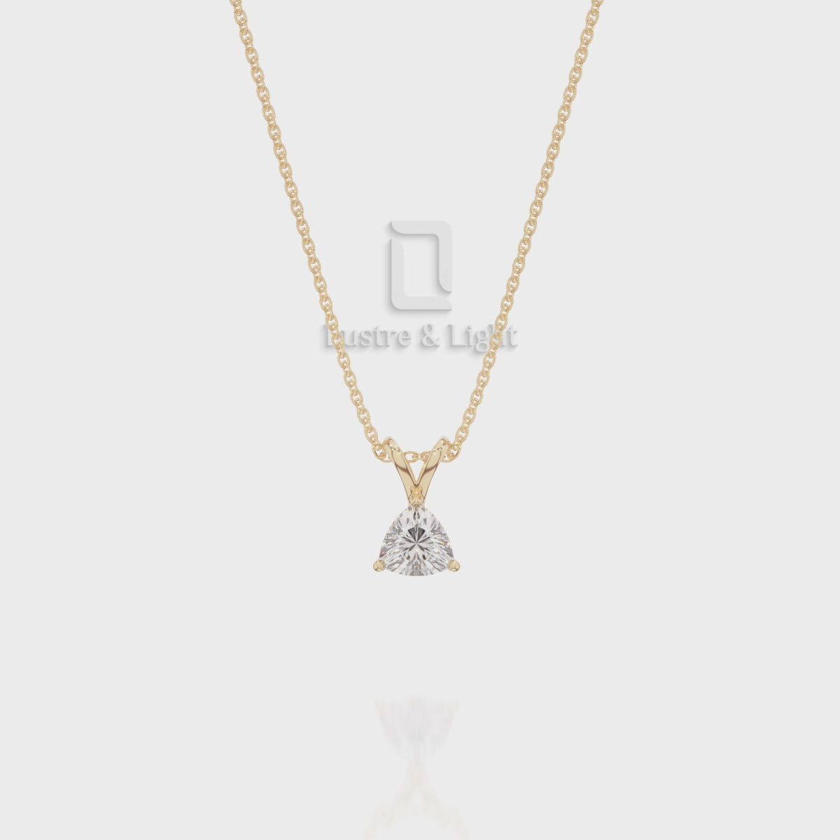 Moissanite V-Bale Solitaire Pendant Necklace with 18" Chain