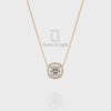 Moissanite Solitaire Halo Pendant Necklace with 18" Chain