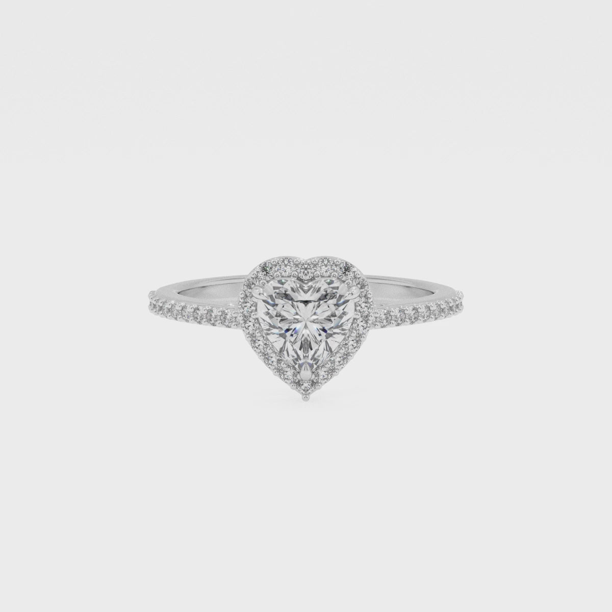 lab-grown moissanite heart half eterity halo solitaire engagement ring