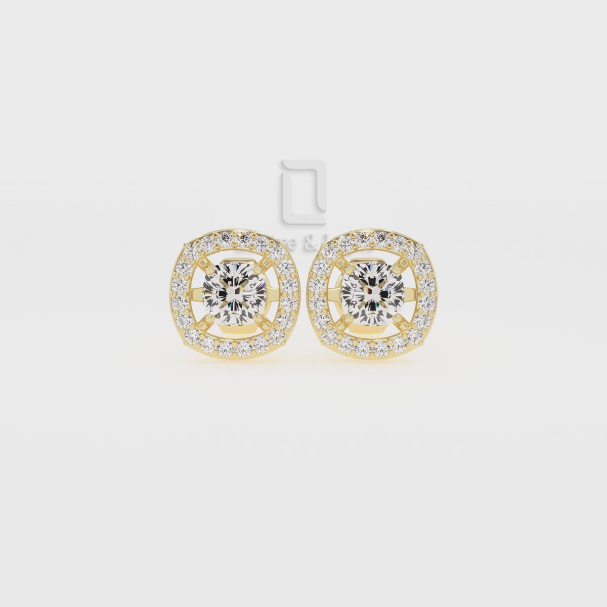 Moissanite Cushion Halo Stud Earrings for Women