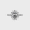 lab-grown moissanite oval half eterity halo solitaire engagement ring