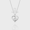 Moissanite Mother Child Heart Pendant Necklace with 18" Chain