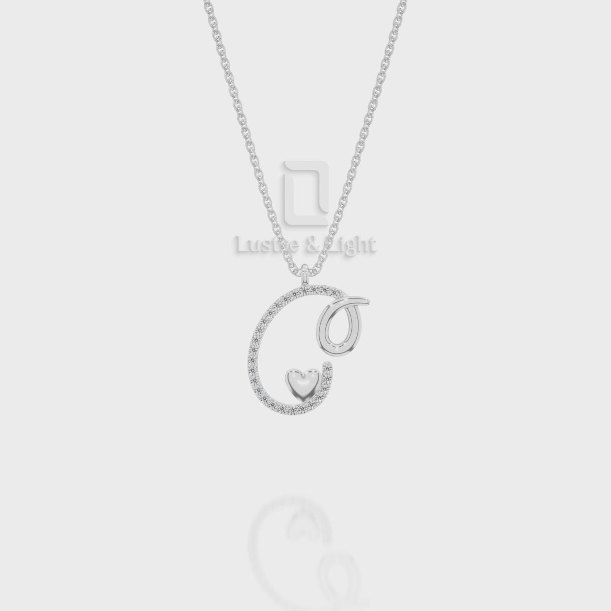 Moissanite Initials Pendant Necklace for Women with 18" Chain