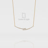 Natural Black Onyx Bypass Curved Bar Pendant Necklace with 18" Chain