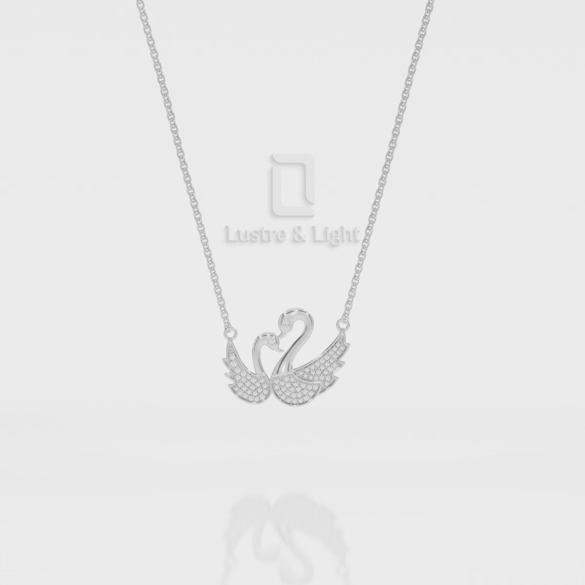 Natural Black Onyx Mother Child Swan Pendant Necklace with Moissanite (18" Chain)